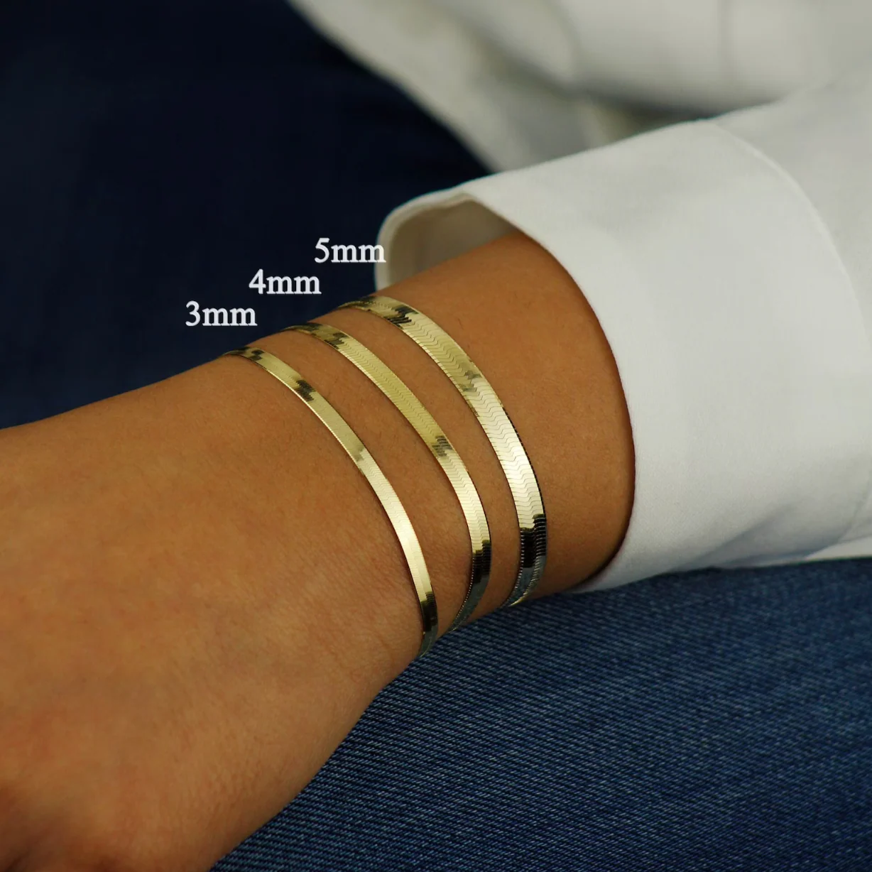 Angelica® Stainless Steel Herringbone Bracelet (Bundle) - Image 3