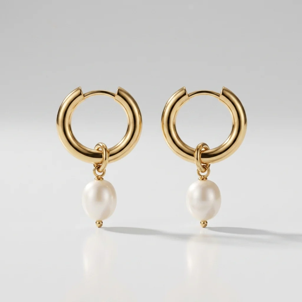 Bethany Pearl Drop Hoop - Image 9