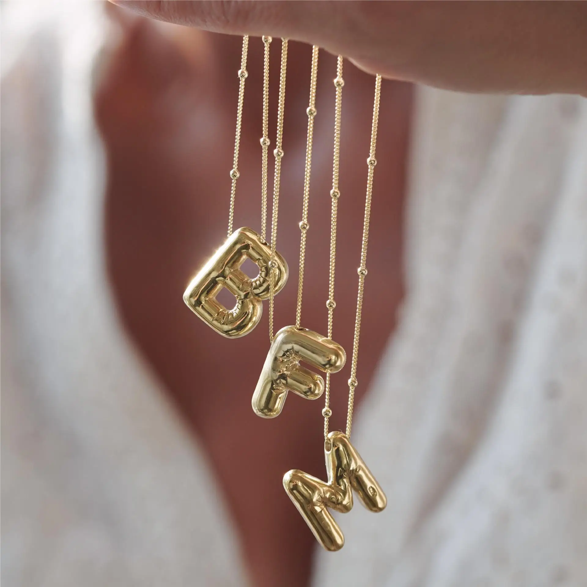 Bubble Letter Initial Necklace - Image 2