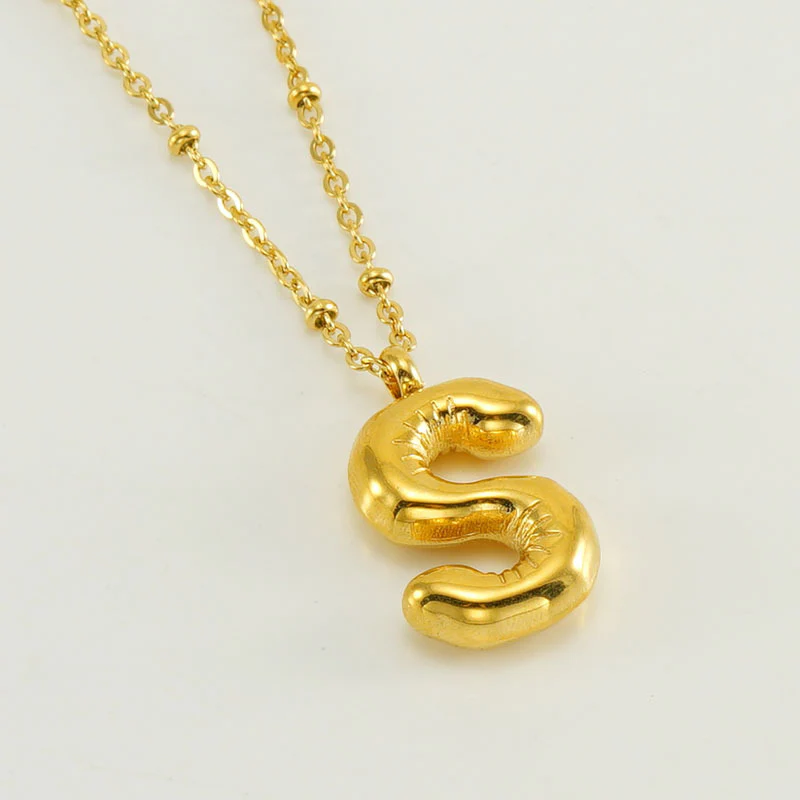 Bubble Letter Initial Necklace - Image 27