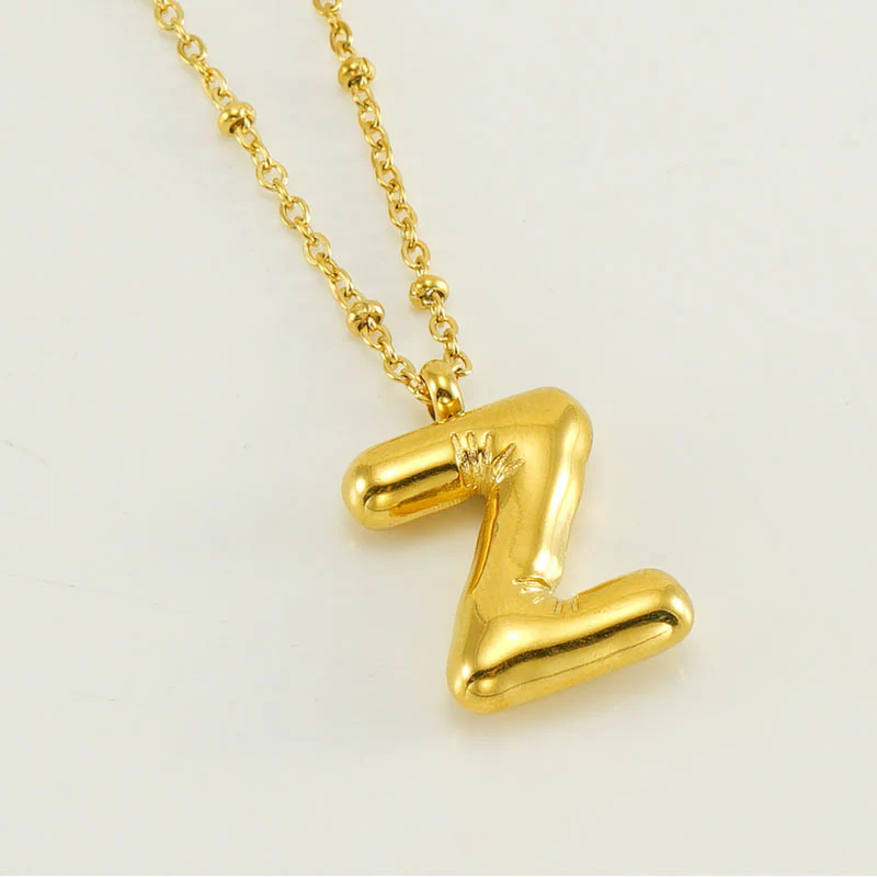 Bubble Letter Initial Necklace - Image 33