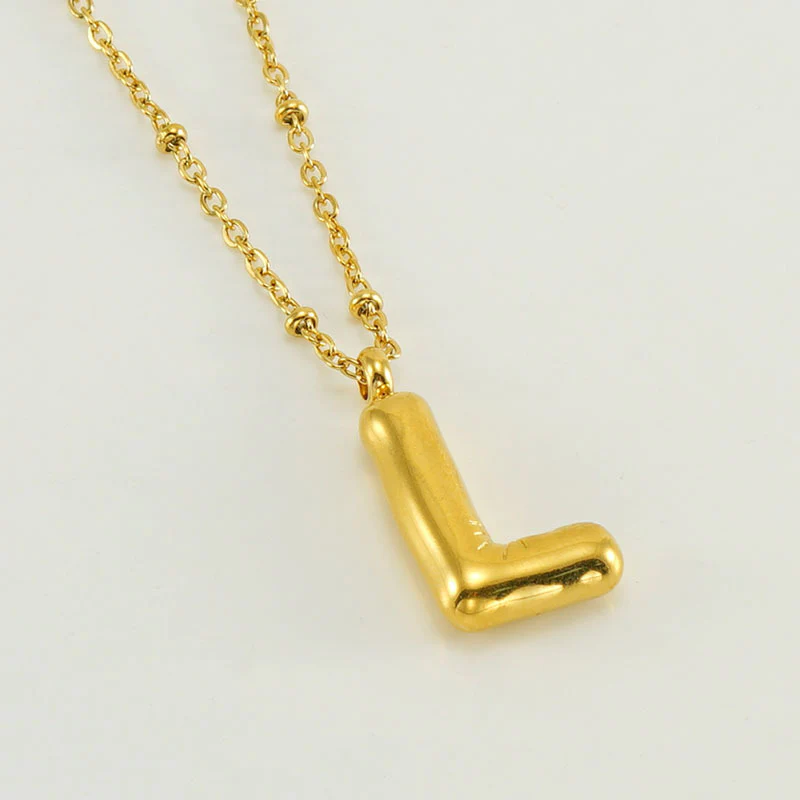 Bubble Letter Initial Necklace - Image 35