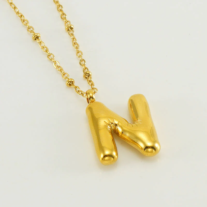 Bubble Letter Initial Necklace - Image 36