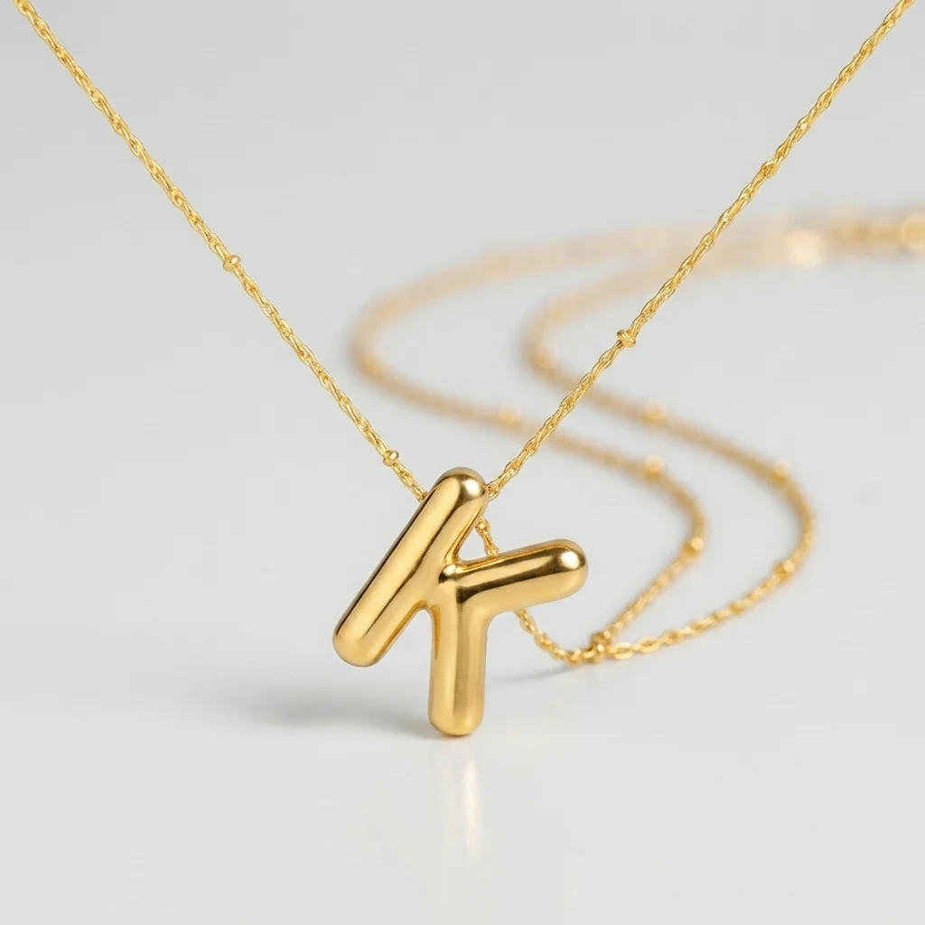 Bubble Letter Initial Necklace - Image 66