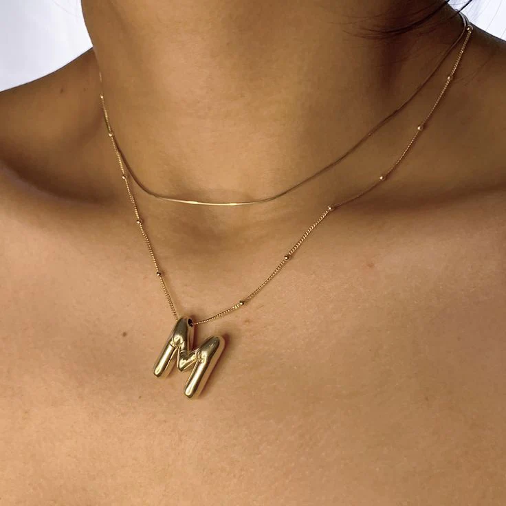 Bubble Letter Initial Necklace - Image 7