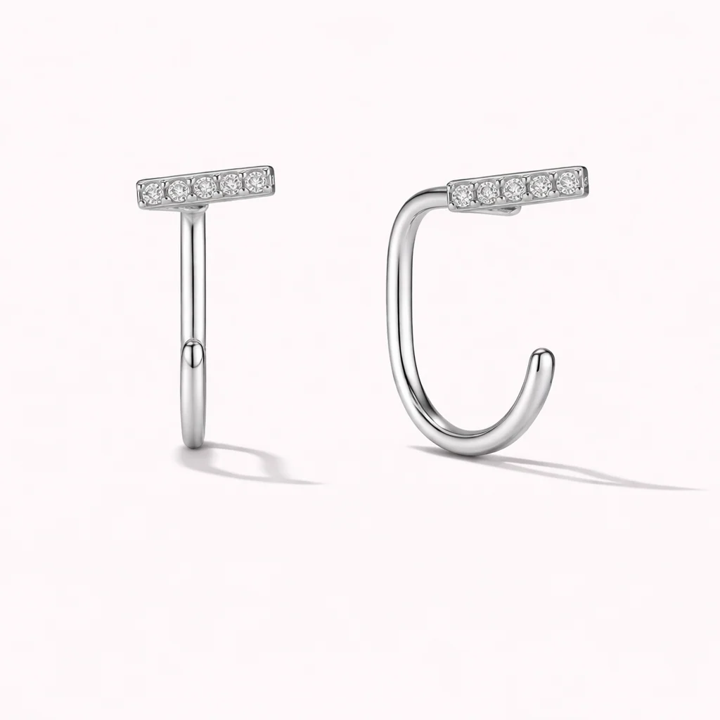 Diamond Bar Comfort Earrings - Image 2