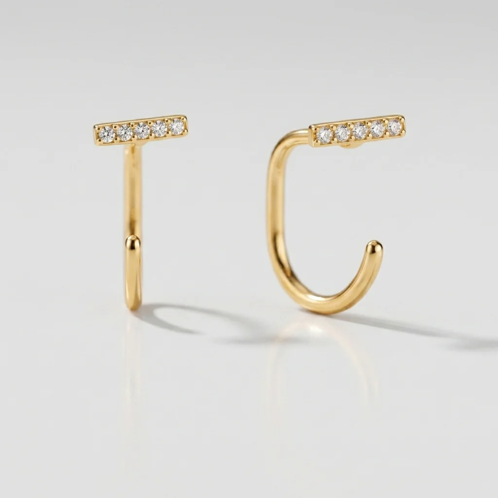 Diamond Bar Comfort Earrings - Image 3