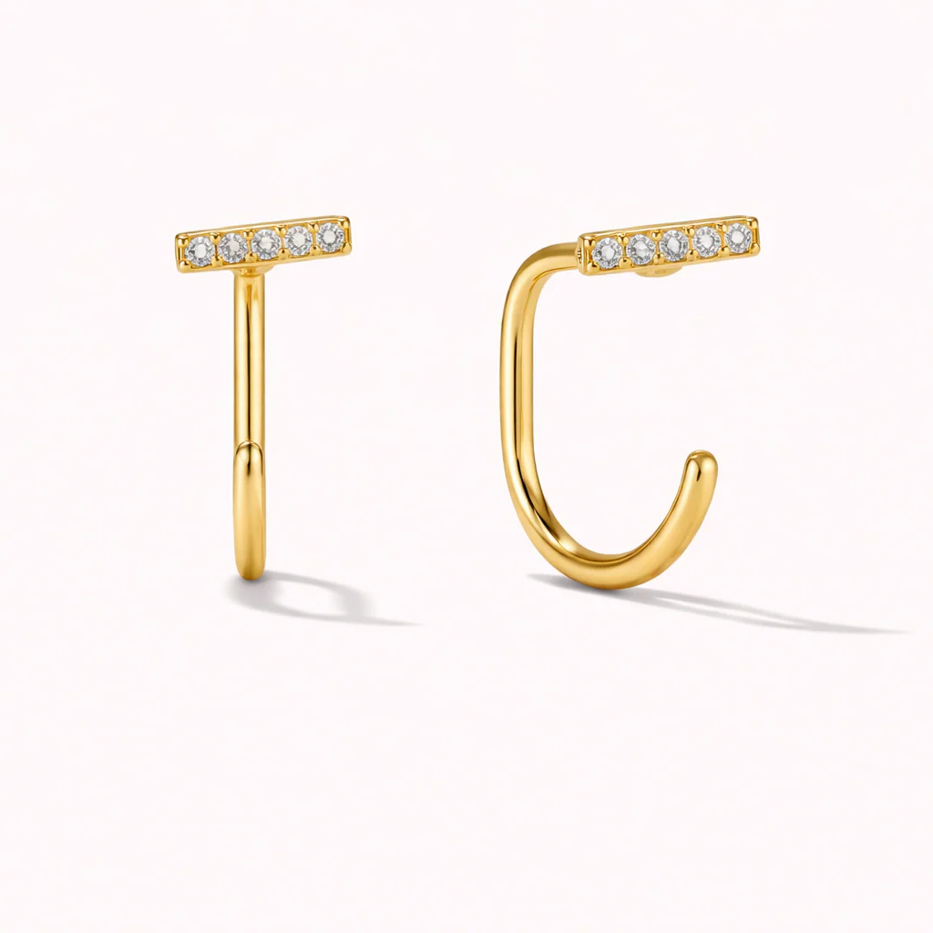 Diamond Bar Comfort Earrings - Image 4