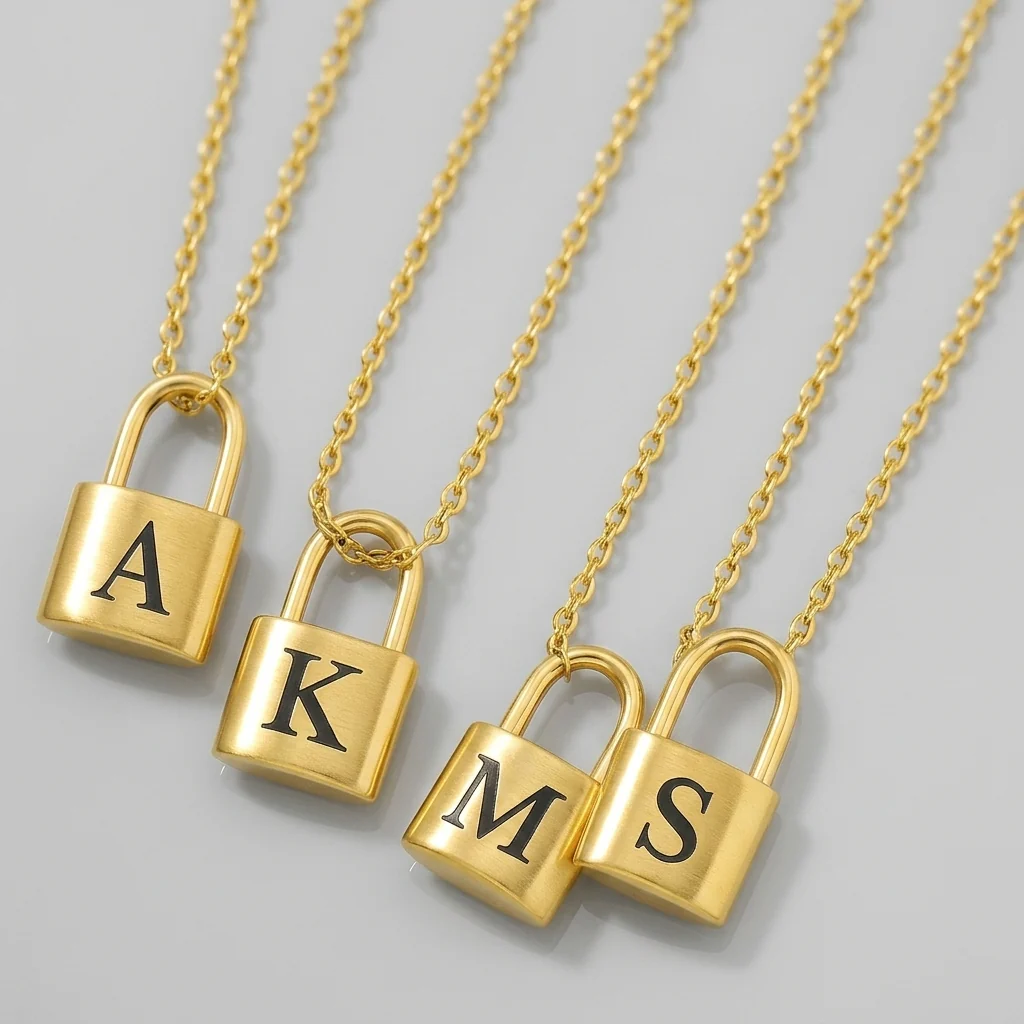 Ellie® Initial Love Lock 18k Gold Necklace - Image 9