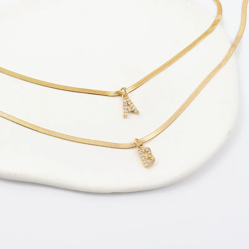 Melly® Diamond Initial Herringbone Necklace - Image 3