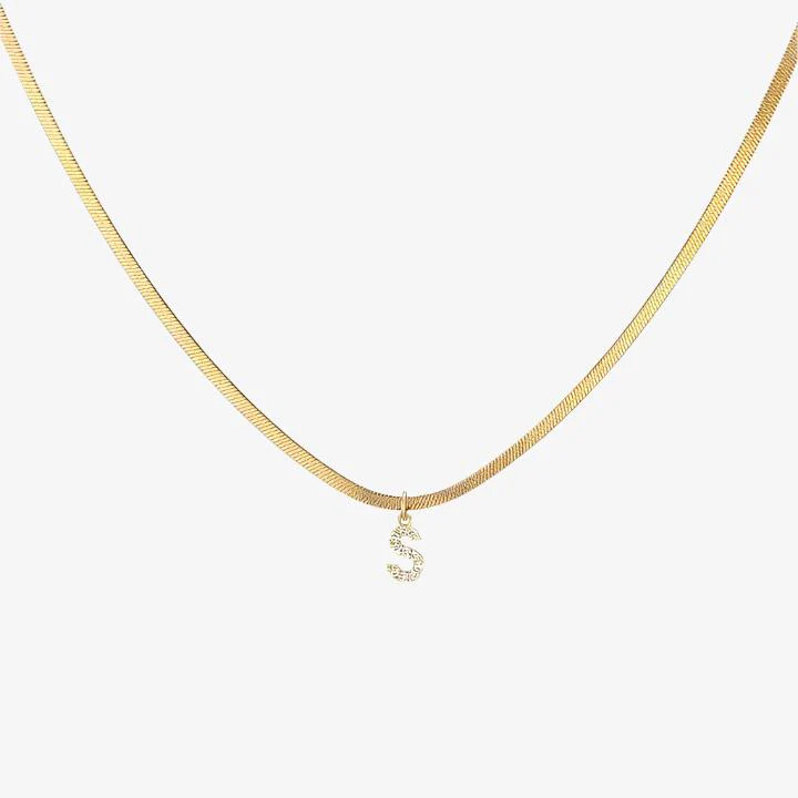 Melly® Diamond Initial Herringbone Necklace (Bundle) - Image 6