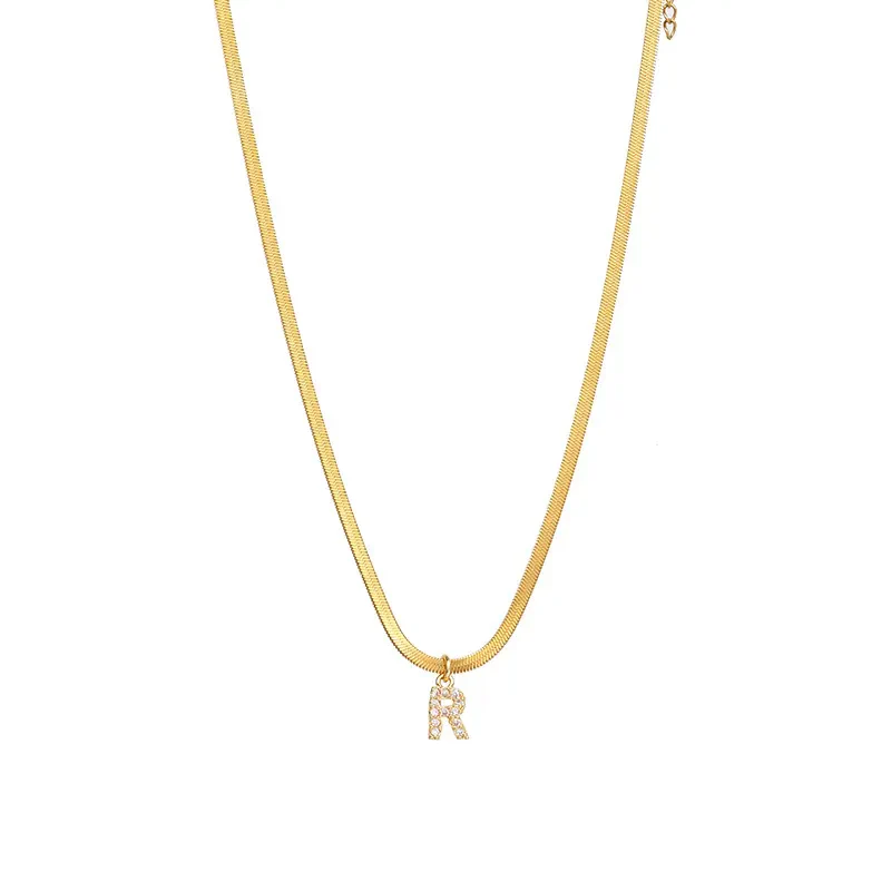 Melly® Diamond Initial Herringbone Necklace - Image 9