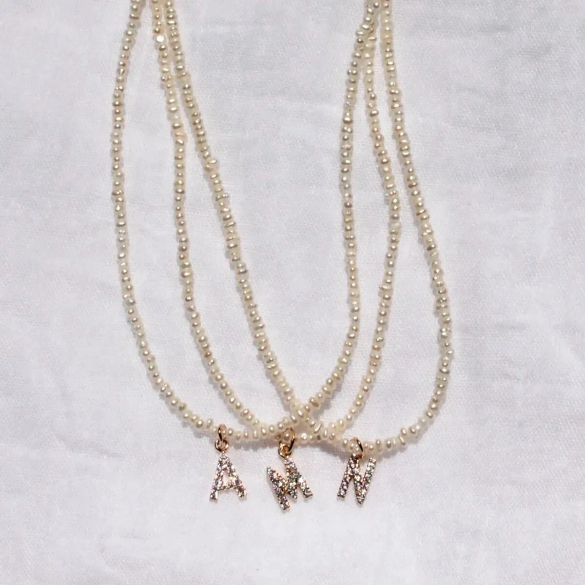 Shelly Crystal Pearl Initial Choker - Image 2