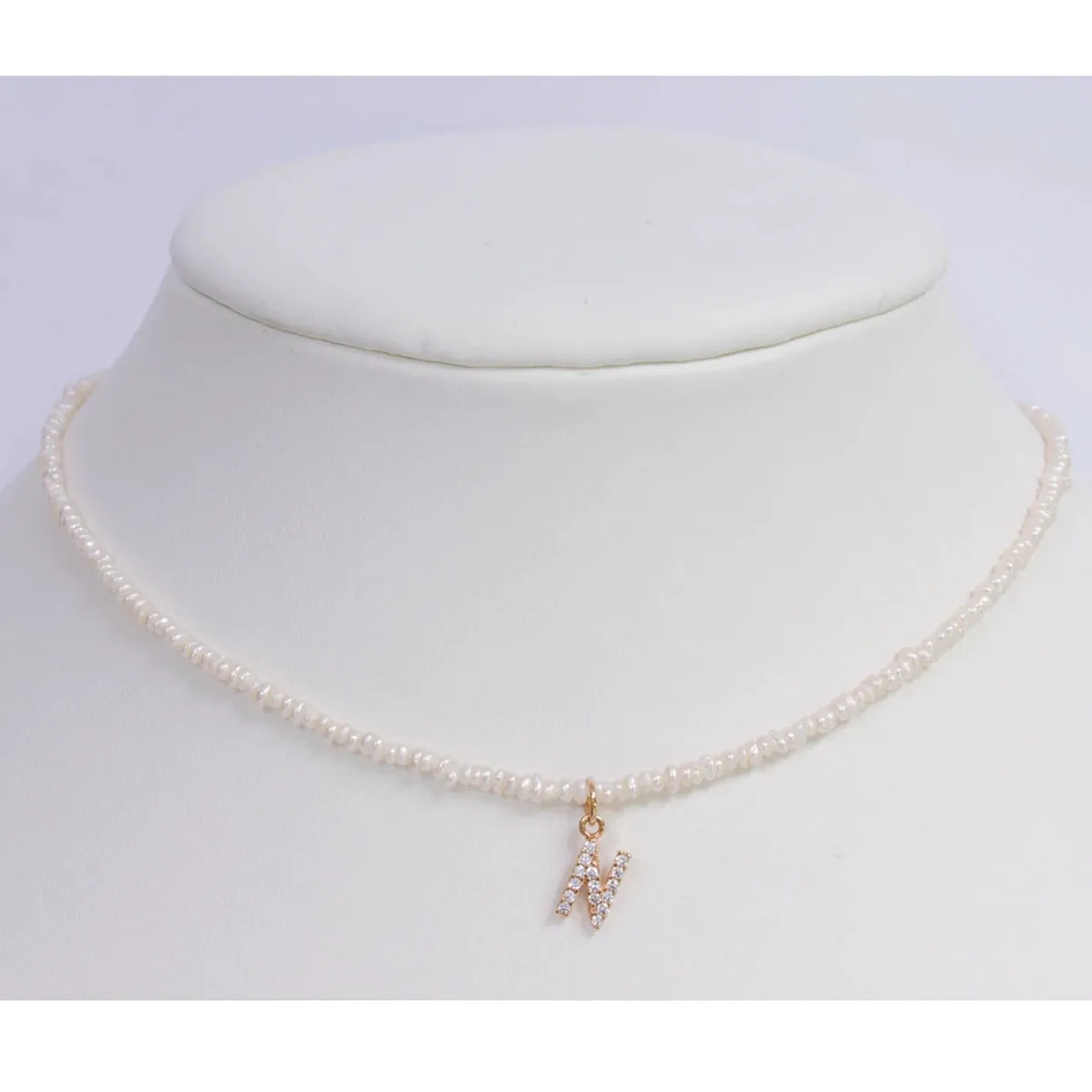Shelly Crystal Pearl Initial Choker - Image 6