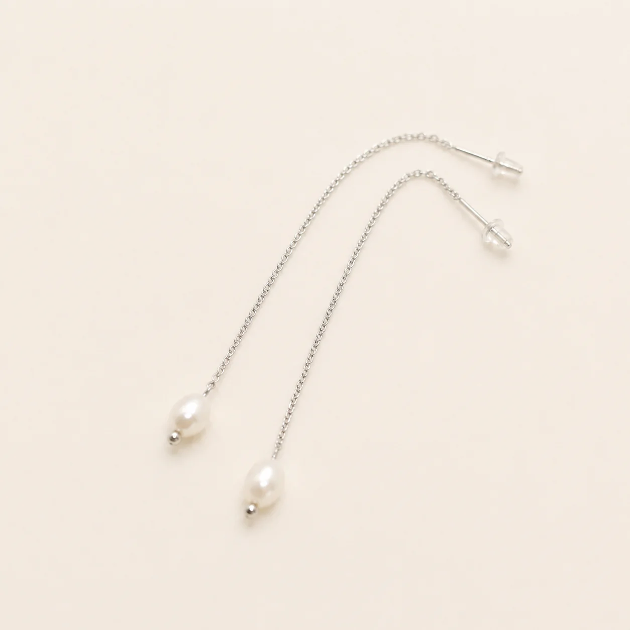Silk Pearl Threader Earrings - Image 2